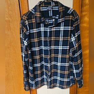 Eddie Bauer Men's Casual Plaid Shirt - Navy, Tan, and White